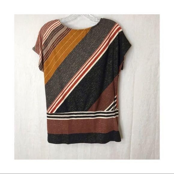 New Directions Striped Large Draped Cowl Neck Top - Picture 2 of 9